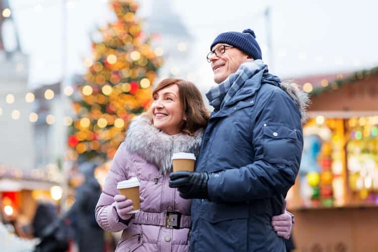 Senior couple enjoying the holiday season in Lewes.