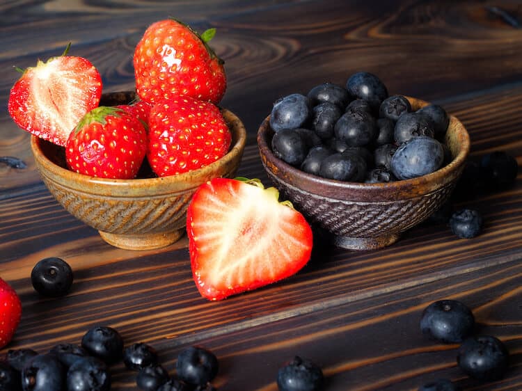 Strawberries and blueberries.